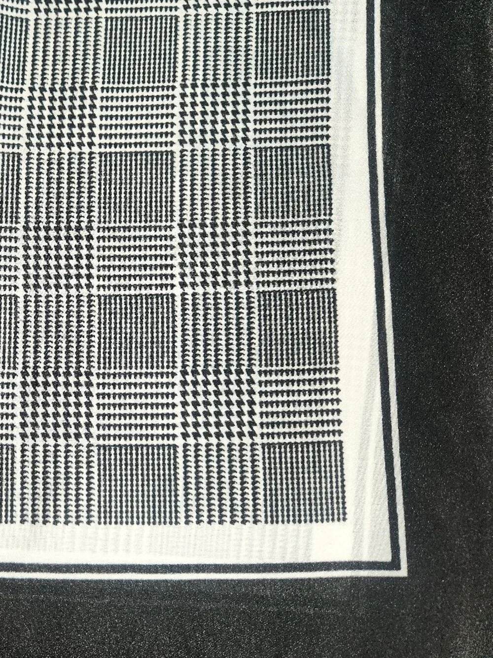 BLACK & White HOUNDSTOOTH Poly-Silk 27” Square SCARF by ORNAMENTS